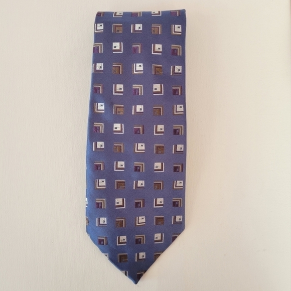 Stafford  Silk Tie Geometric Blue Purple - Picture 2 of 4